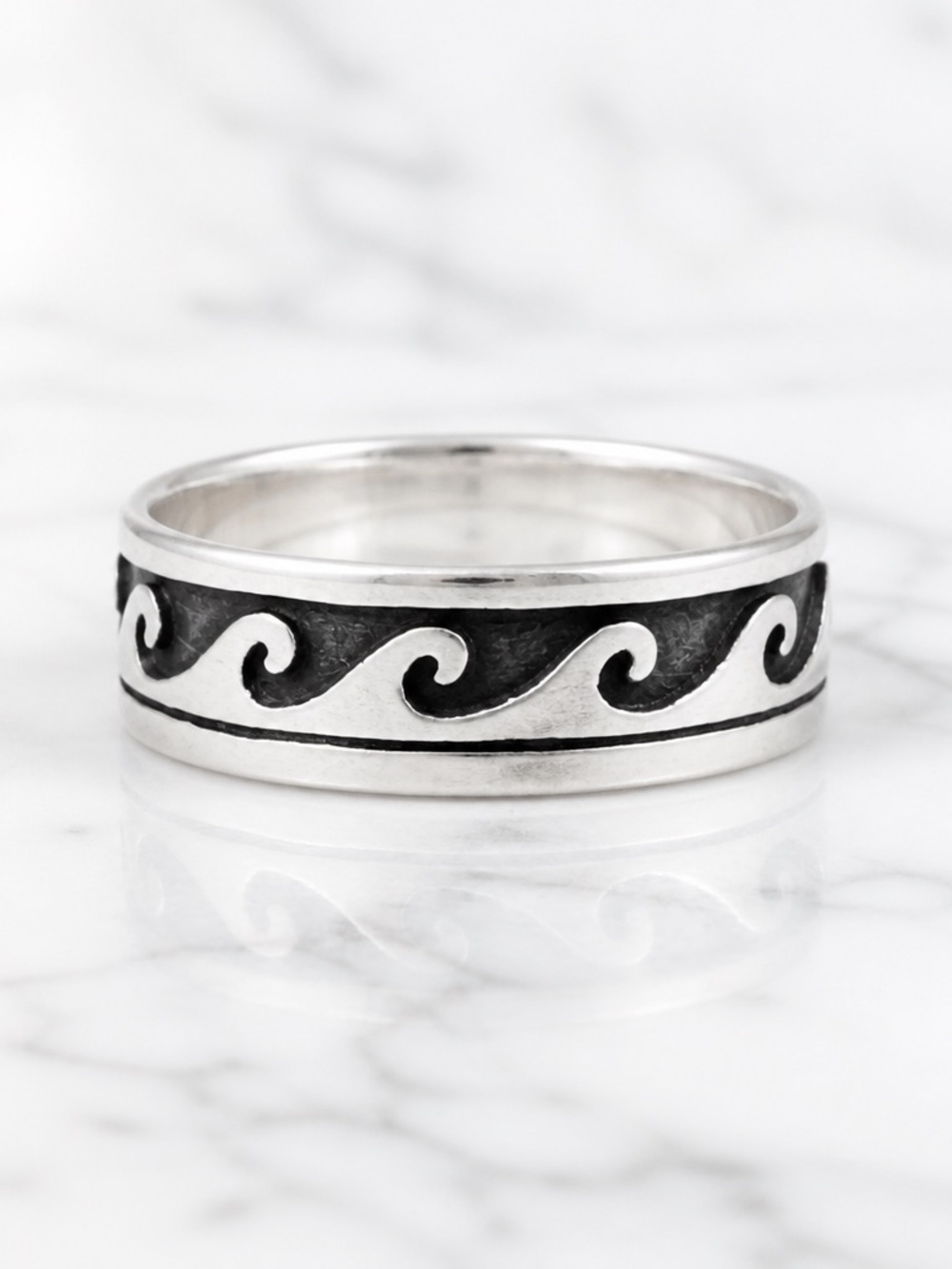Size 10  Sterling Silver Wave Eternity Band Ring